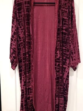 Plum Velvet Burnout Kimono Robe - Women Intimates & Sleepwear
